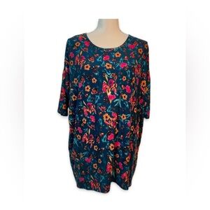 LuLaRoe Women’s Short Sleeve T-Shirt – Size S – Teal Floral Print